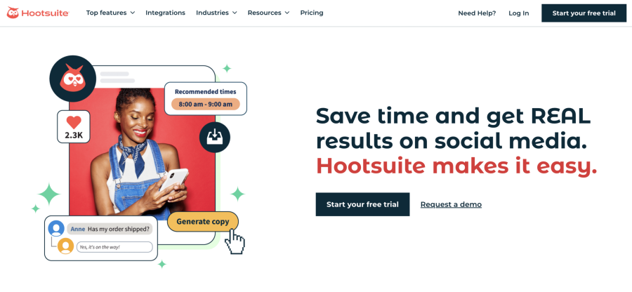 Hootsuite homepage
